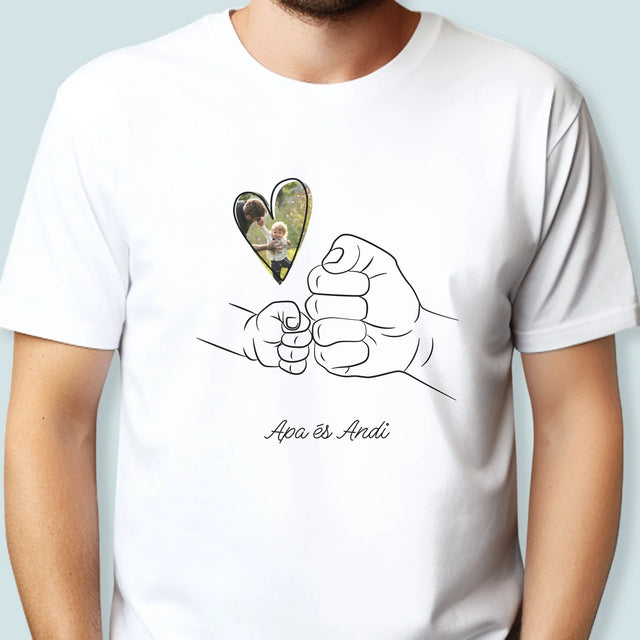 Fotó És Felirat: Apa Gyerek Kezecske - Férfi Póló