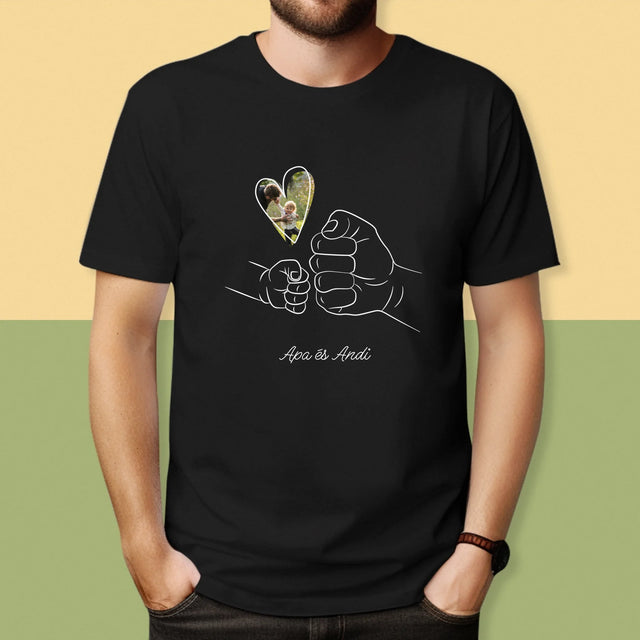 Fotó És Felirat: Apa Gyerek Kezecske - Férfi Póló