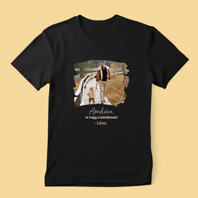 Fotó és aláírás: Üdvözlet apának - Férfi póló nyomtatással | HU