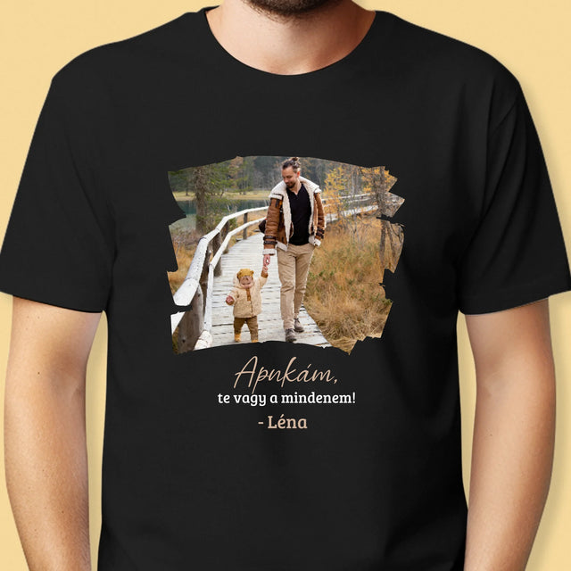 Fotó és aláírás: Üdvözlet apának - Férfi póló nyomtatással | HU