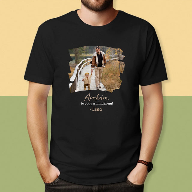 Fotó és aláírás: Üdvözlet apának - Férfi póló nyomtatással | HU