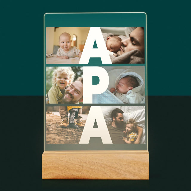 Fotókollázs: Felirat Apa - Akrilüvegre Nyomtatott Kép