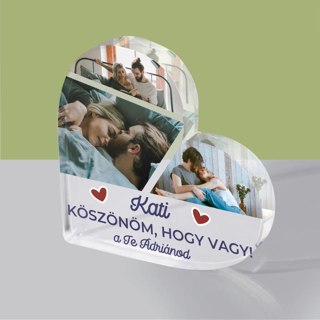 Fotókollázs: Köszönöm, Hogy Vagy - Akrilüveg Szív