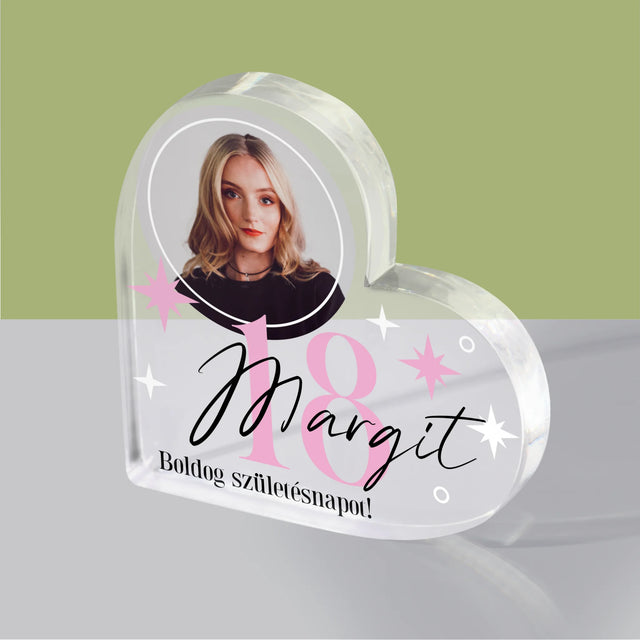 Fotó És Felirat: 18 Csillagok - Akrilüveg Szív