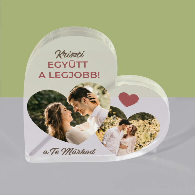 Fotókollázs: Együtt A Legjobb! - Akrilüveg Szív