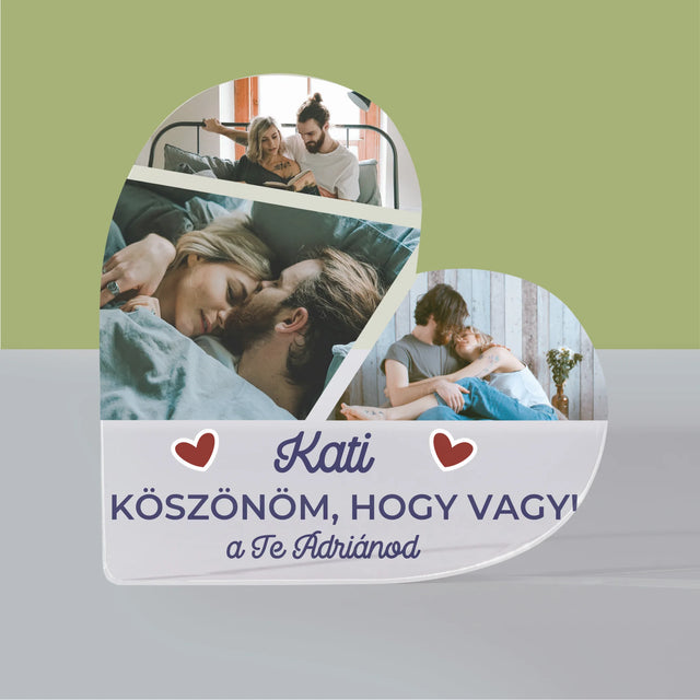 Fotókollázs: Köszönöm, Hogy Vagy - Akrilüveg Szív