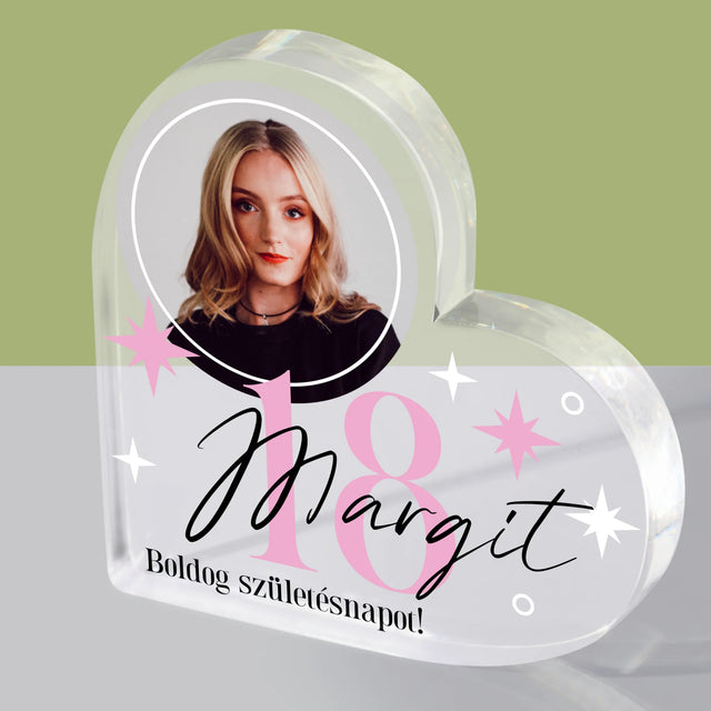 Fotó És Felirat: 18 Csillagok - Akrilüveg Szív