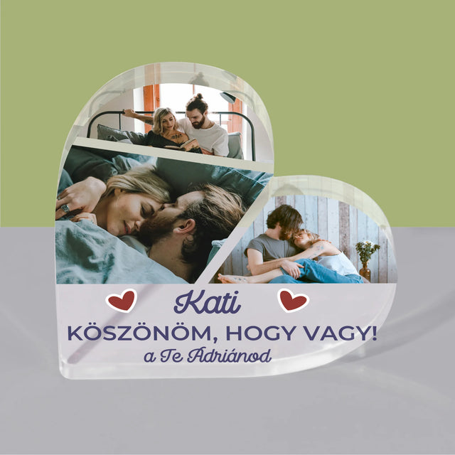 Fotókollázs: Köszönöm, Hogy Vagy - Akrilüveg Szív