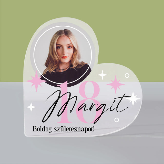Fotó És Felirat: 18 Csillagok - Akrilüveg Szív