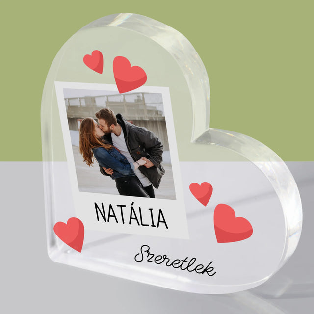 Fotó És Felirat: Szeretlek Fénykép - Akrilüveg Szív