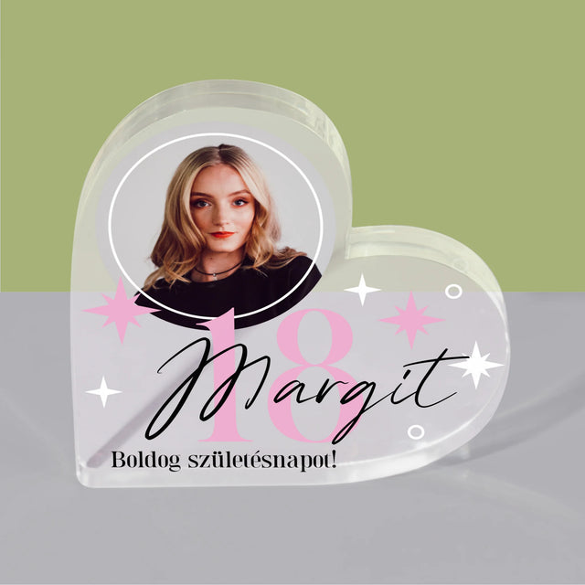 Fotó És Felirat: 18 Csillagok - Akrilüveg Szív