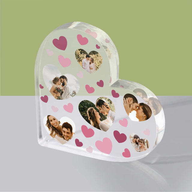 Fotókollázs: Szívecskés Képek - Akrilüveg Szív