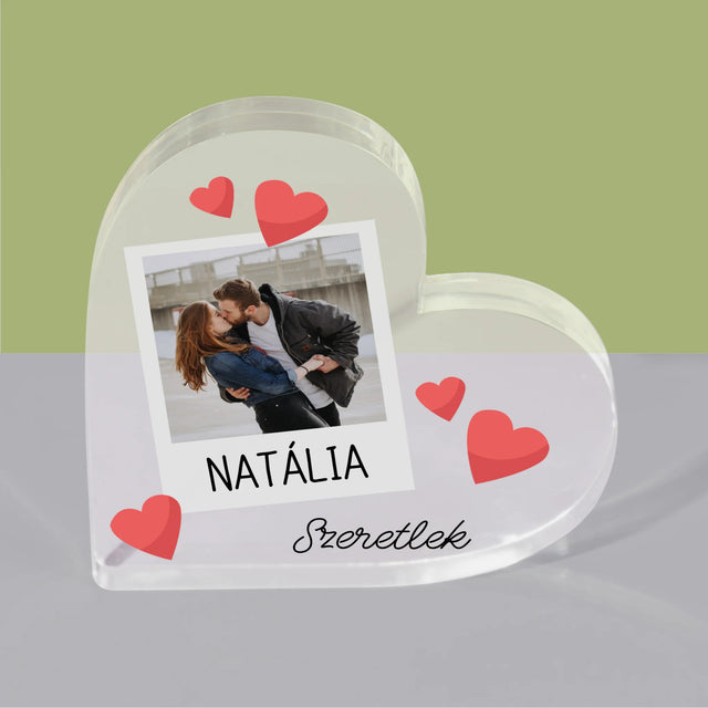 Fotó És Felirat: Szeretlek Fénykép - Akrilüveg Szív