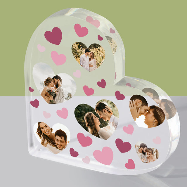Fotókollázs: Szívecskés Képek - Akrilüveg Szív