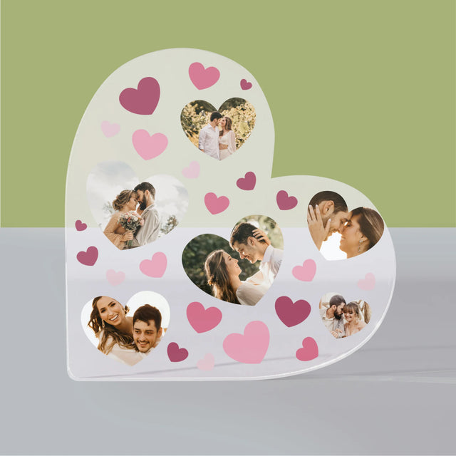 Fotókollázs: Szívecskés Képek - Akrilüveg Szív