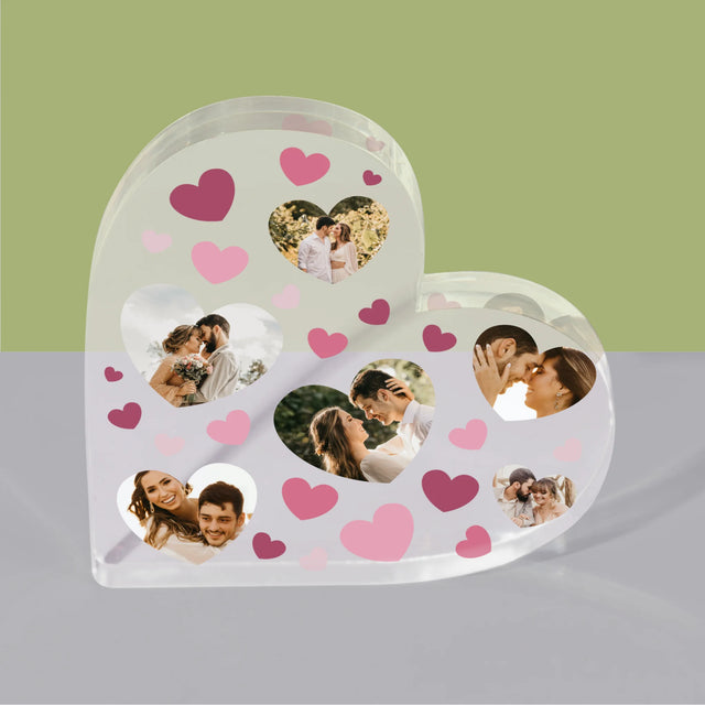 Fotókollázs: Szívecskés Képek - Akrilüveg Szív