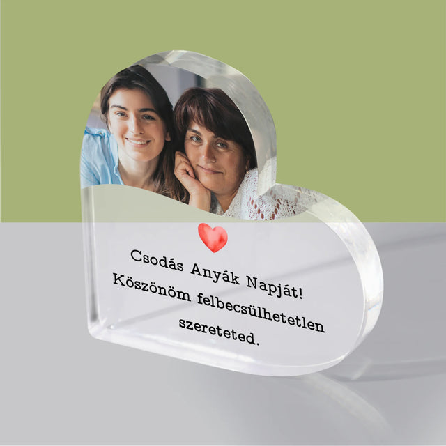 Fotó És Felirat: Üdvözlőlap Anyának - Akrilüveg Szív