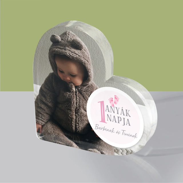 Fotókollázs: Első Anyák Napja - Akrilüveg Szív