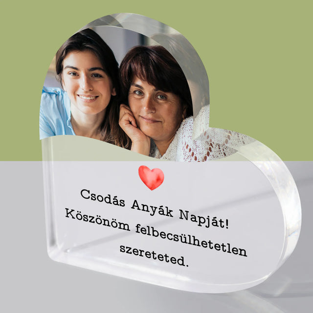Fotó És Felirat: Üdvözlőlap Anyának - Akrilüveg Szív