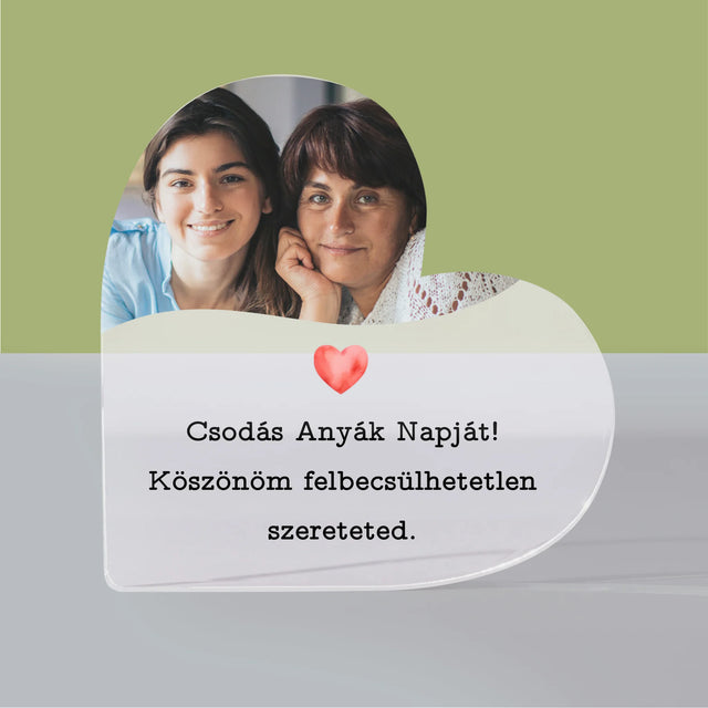 Fotó És Felirat: Üdvözlőlap Anyának - Akrilüveg Szív