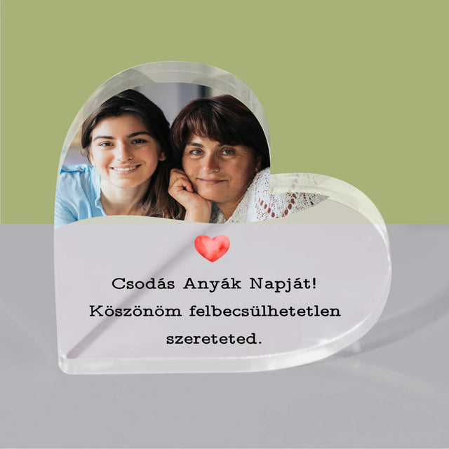 Fotó És Felirat: Üdvözlőlap Anyának - Akrilüveg Szív