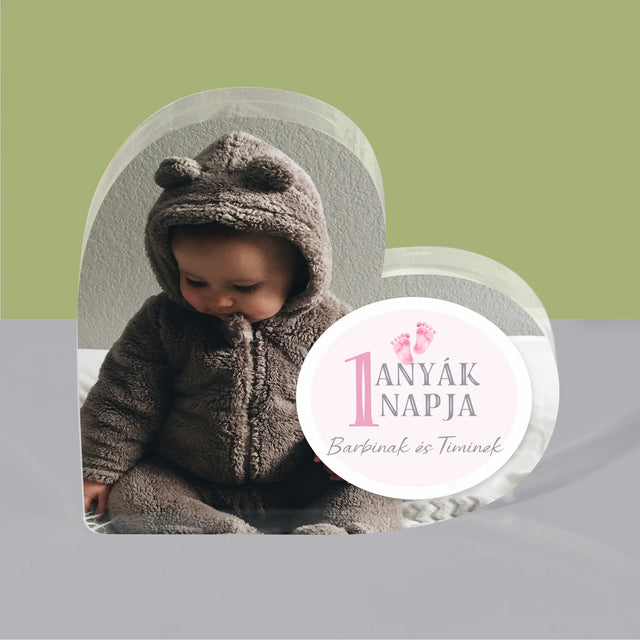 Fotókollázs: Első Anyák Napja - Akrilüveg Szív