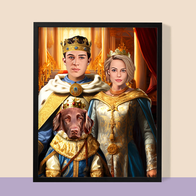 Királyi Portré: Uralkodók Háziállattal - Keretes Nyomtatott Kép 30X40