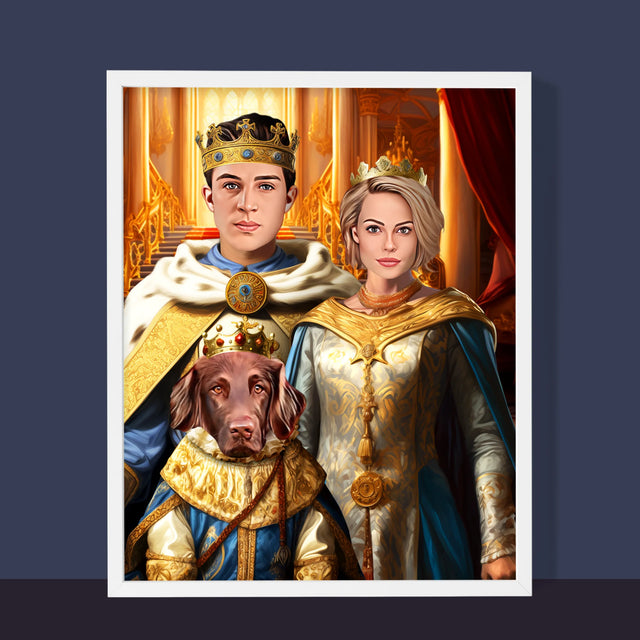 Királyi Portré: Uralkodók Háziállattal - Keretes Nyomtatott Kép 30X40