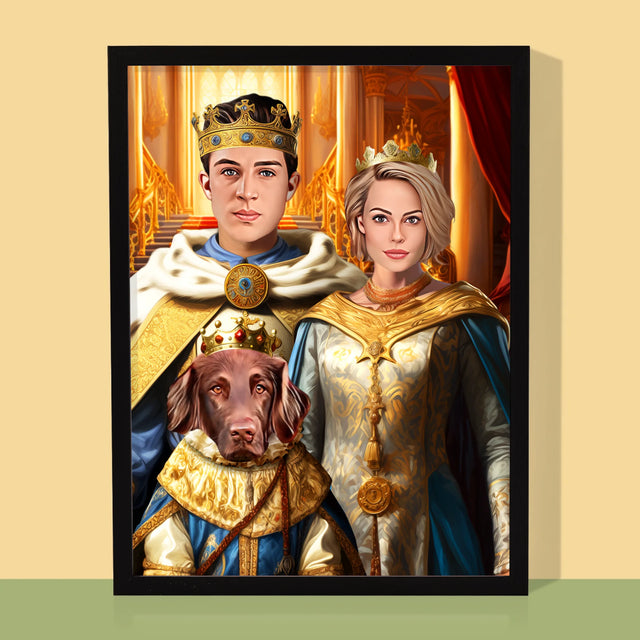 Királyi Portré: Uralkodók Háziállattal - Keretes Nyomtatott Kép 30X40