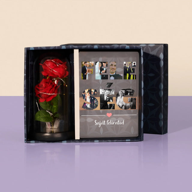 Szó Fotókból: Feleség Fotókból - Ajándékkészlet Üvegre Nyomtatott Képpel És Örök Rózsával
