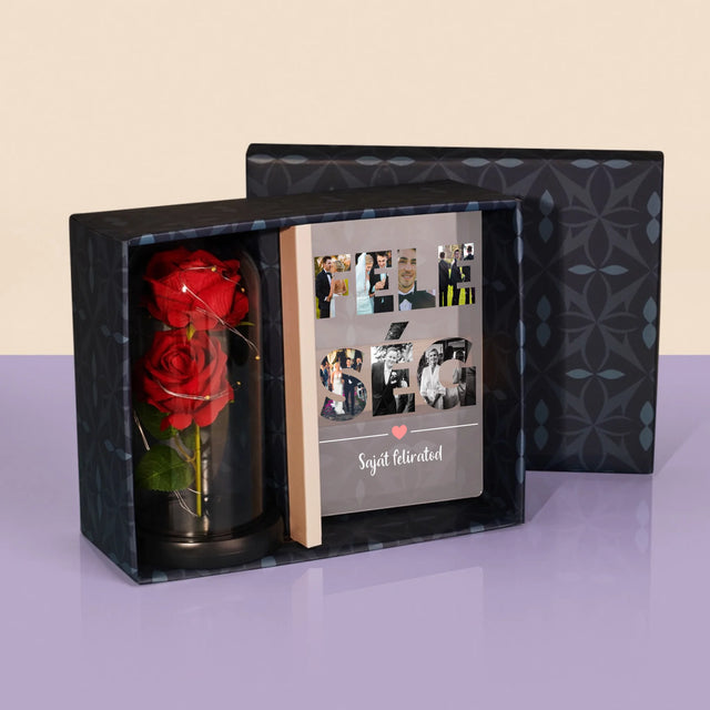 Szó Fotókból: Feleség Fotókból - Ajándékkészlet Üvegre Nyomtatott Képpel És Örök Rózsával