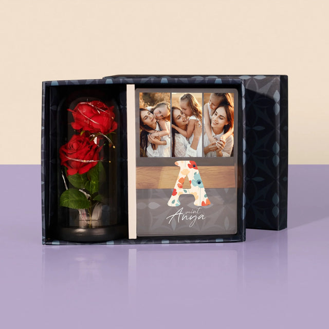 Fotókollázs: A Mint Anya - Ajándékkészlet Üvegre Nyomtatott Képpel És Örök Rózsával