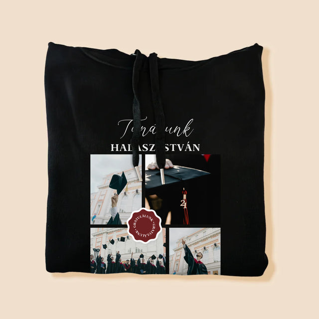 Fotókollázs: Tanárunk - Férfi Kapucnis Pulóver