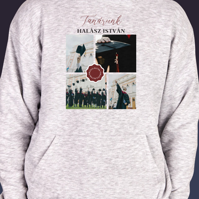 Fotókollázs: Tanárunk - Férfi Kapucnis Pulóver