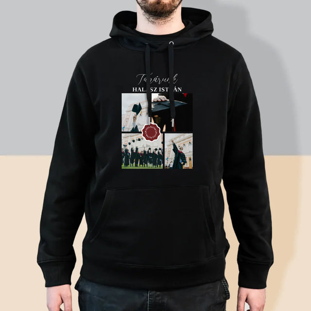 Fotókollázs: Tanárunk - Férfi Kapucnis Pulóver