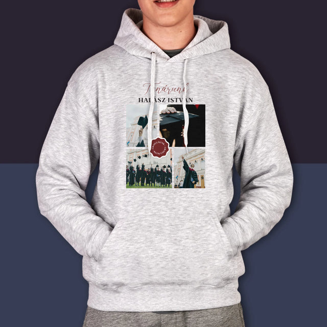 Fotókollázs: Tanárunk - Férfi Kapucnis Pulóver