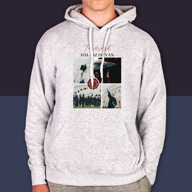 Fotókollázs: Tanárunk - Férfi Kapucnis Pulóver