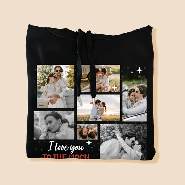 Fotókollázs: To The Moon And Back - Férfi Kapucnis Pulóver