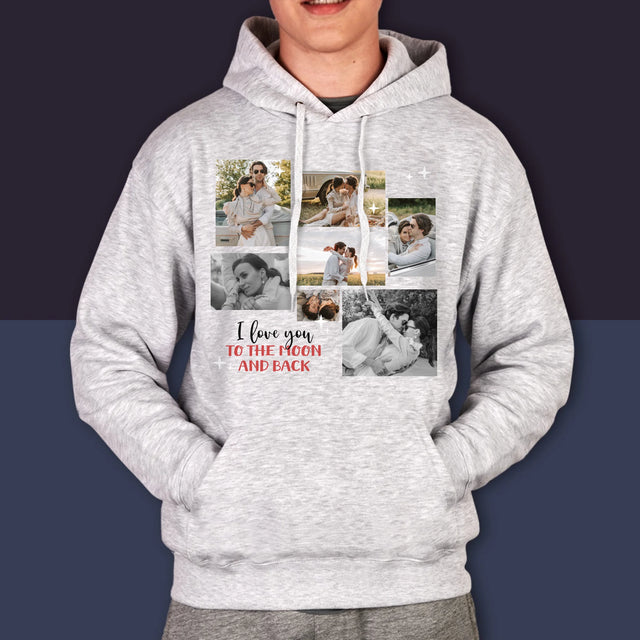 Fotókollázs: To The Moon And Back - Férfi Kapucnis Pulóver