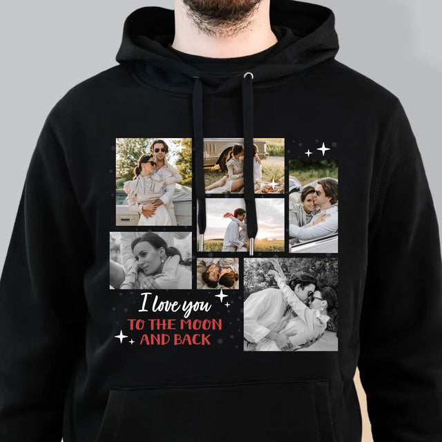 Fotókollázs: To The Moon And Back - Férfi Kapucnis Pulóver