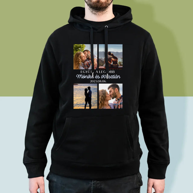 Fotókollázs: Együtt A Legjobb - Férfi Kapucnis Pulóver