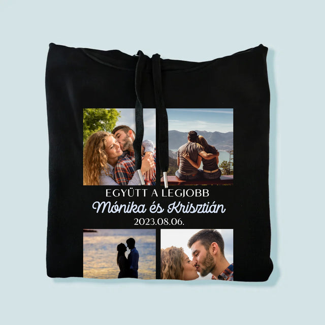 Fotókollázs: Együtt A Legjobb - Férfi Kapucnis Pulóver