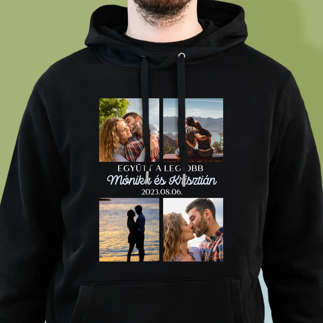Fotókollázs: Együtt A Legjobb - Férfi Kapucnis Pulóver