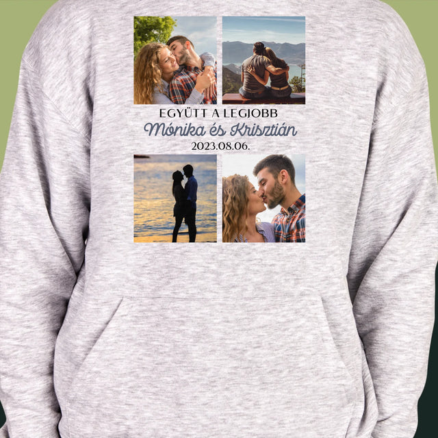 Fotókollázs: Együtt A Legjobb - Férfi Kapucnis Pulóver