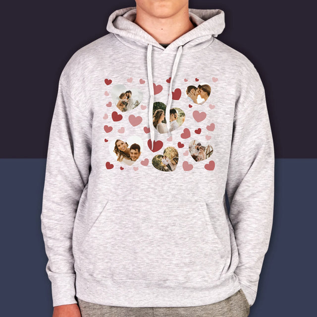 Fotókollázs: Szívecskés Képek - Férfi Kapucnis Pulóver