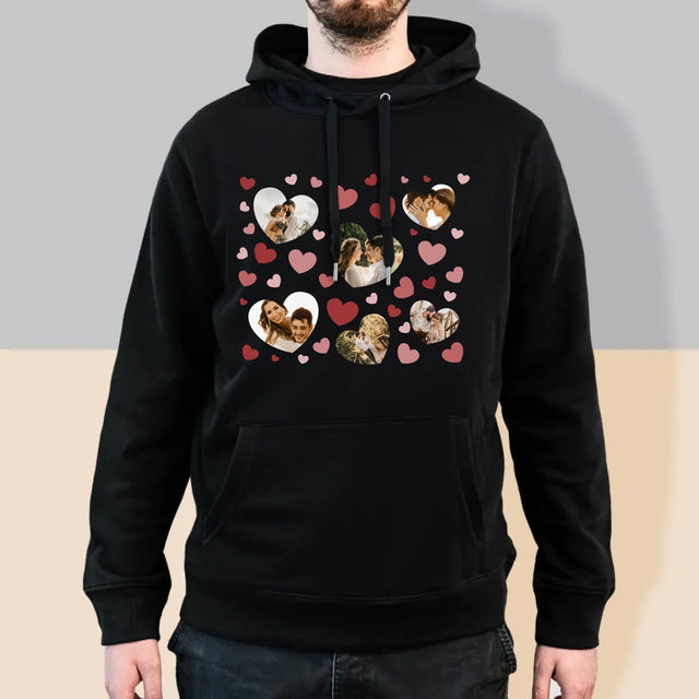 Fotókollázs: Szívecskés Képek - Férfi Kapucnis Pulóver