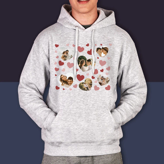 Fotókollázs: Szívecskés Képek - Férfi Kapucnis Pulóver