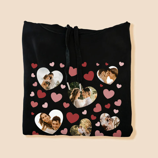 Fotókollázs: Szívecskés Képek - Férfi Kapucnis Pulóver