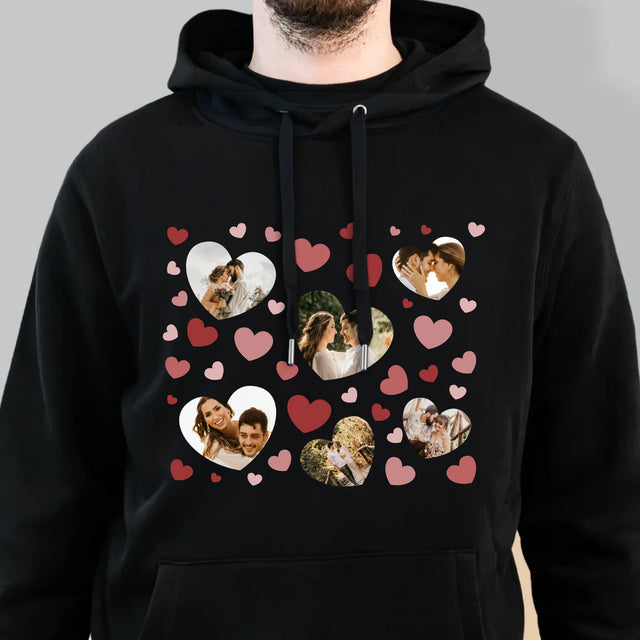 Fotókollázs: Szívecskés Képek - Férfi Kapucnis Pulóver