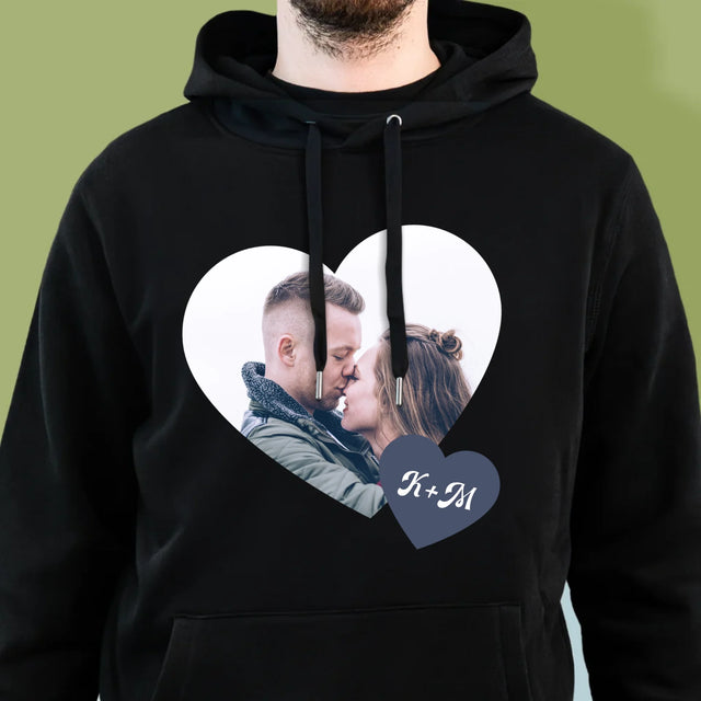 Fotókollázs: Iniciálék, Szívek - Férfi Kapucnis Pulóver